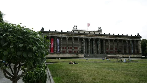 BERLIN GERMANY. Meadow in front of Alte Nationale Galerie, Old National Gallery Stock Footage 127154510