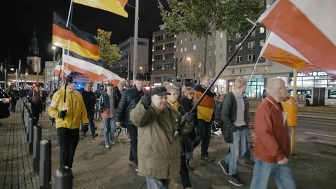 BERLIN, GERMANY - October 2018: The demonstration with the flags of the German Stock Footage