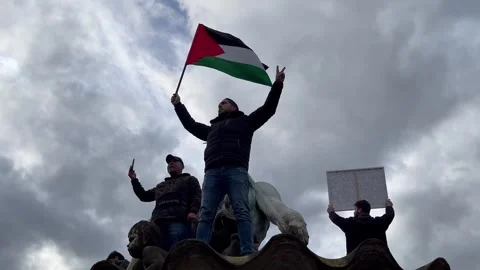 Berlin, Germany: Pro-Palestine demonstration in Berlin's Mitte district, 4K Stock Footage 254941078