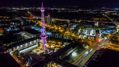 Berlin, Germany - september 2020: HYperlapse above radio tower, Festival of 스톡 동영상 143964680