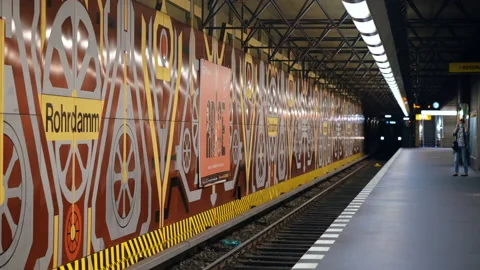 BERLIN, GERMANY - SEPTEMBER, 2022: Interior of an underground station with Stock Footage 218491839