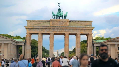 BERLIN, GERMANY - SEPTEMBER, 2022: Timelapse view of Brandenburg Gate in city Stock Footage 218494792