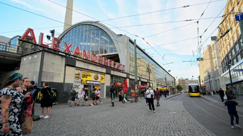 BERLIN, GERMANY - SEPTEMBER, 2022: Timelapse street view of Alexanderplatz. Stock Footage 218495657