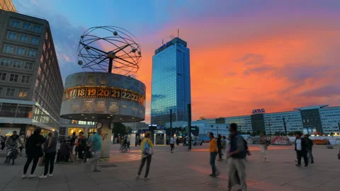 BERLIN, GERMANY - SEPTEMBER, 2022: Timelapse street view of Alexanderplatz at Stock Footage 218496288