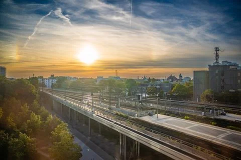 Berlin, Germany - September 25, 2023: Evening view of Berlin skyline with Stock Photos