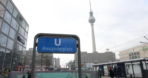 BERLIN, GERMANY Street view of the large public square Alexanderplatz Stock Footage 232061665