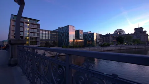 Berlin, Germany sunset 4K time lapse of bridge over downtown Berlin's waterways 動画素材 241506166