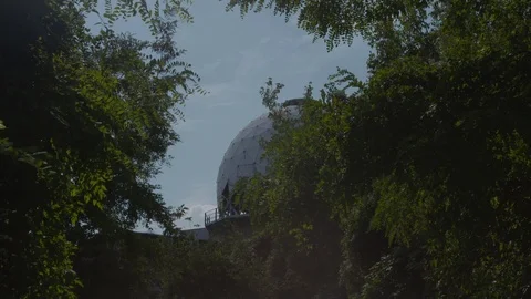 Berlin, Germany, Teufelsberg Tower through trees Stock Footage 99360529