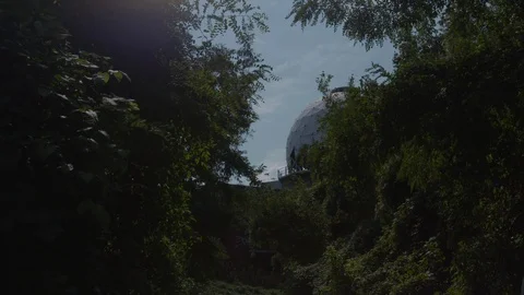 Berlin, Germany, Teufelsberg Tower through trees Stock Footage 99360618
