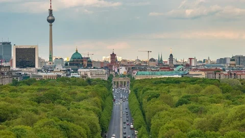 Berlin Germany time lapse 4K, city skyline timelapse at Tier Garden Stock Footage 95165807