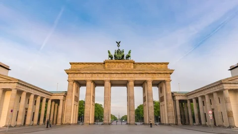 Berlin Germany time lapse 4K, city skyline timelapse at Brandenburg Gate Stock Footage 121771357