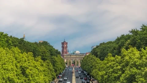 Berlin Germany time lapse 4K, timelapse at Brandenburg Gate and Tier Garden Stock Footage 231458296