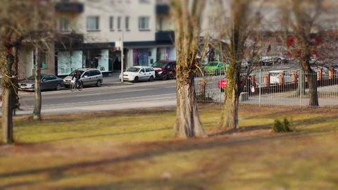Berlin, Germany - Time lapse view of pedestrians and cars traffic on sunny Fall Stock Footage 137212031
