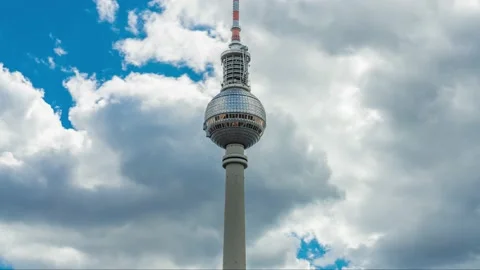 Berlin, Germany -Timelapse of tv tower with the sky in the background,in Видео 140065765