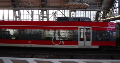 BERLIN, GERMANY Train and passengers Departure and Arrival on the Alexanderplatz Stock Footage 232837686
