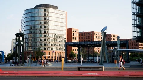 Berlin, Germany, view of Potsdamer Platz train station exit. 스톡 동영상 116257694