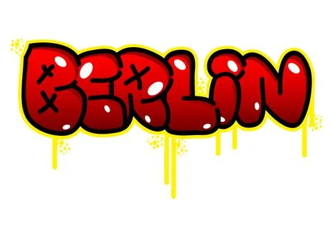 Berlin. Graffiti tag. Abstract modern street art decoration performed in urba Ilustración de archivo