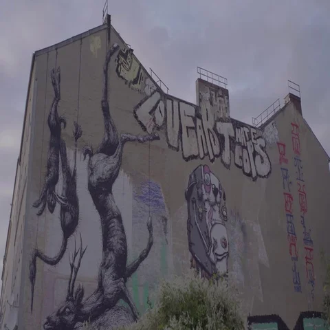 Berlin Graffiti Wall 4K Stock Footage 69121548