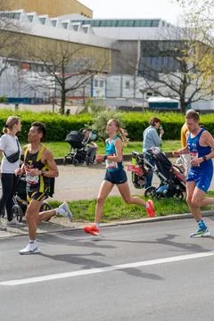 Berlin Halfmarathon April 14 2024 Stock Photos
