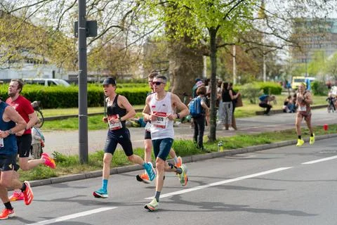Berlin Halfmarathon April 14 2024 Stock Photos