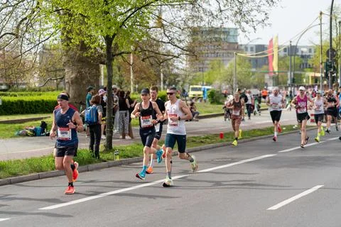 Berlin Halfmarathon April 14 2024 Stock Photos