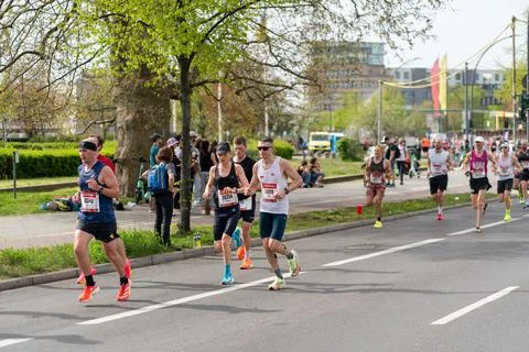 Berlin Halfmarathon April 14 2024 Stock Photos