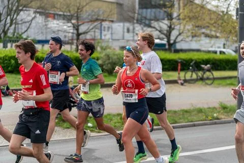 Berlin Halfmarathon April 14 2024 Stock Photos