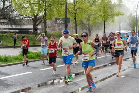 Berlin Halfmarathon April 14 2024 Stock Photos