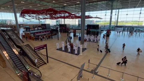 Berlin: Interior view of the BER Airport terminal building, 4K Stock Footage 275251739
