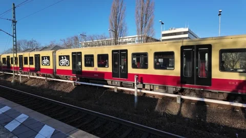 BERLIN - JAN 05: S-Bahn passing train in Berlin o January 05. 2025, Germany Stock Footage 328288280