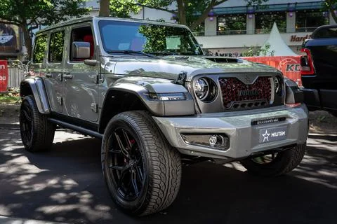 BERLIN - JUNE 18, 2022: Extreme Utility Vehicles (EUV) Militem Ferox 500 on b Stock Photos