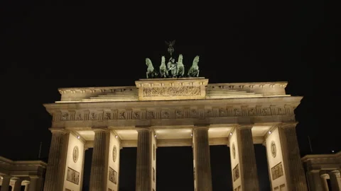 Berlin Landmark, Night Gateway, Evening Landmark Stock Footage 340661208