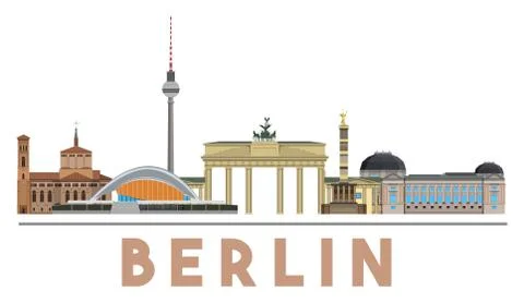 Berlin Landmarks Skyline Stock Illustration