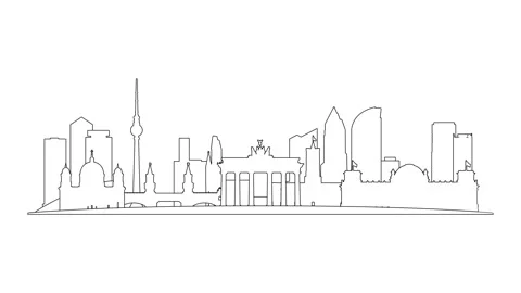 Berlin linear skyline outline animation 4K Stock-Footage 315683740
