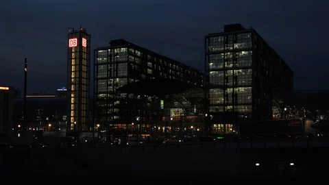 Berlin Main Station at night Stock Footage 99969640