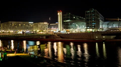 Berlin Main Station night time lapse Stock Footage 68913605