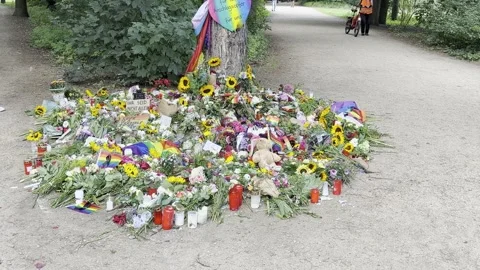 Berlin: Memorial in Tiergarten for the victims of the CSD terrorist attack, 4K Stockbeeldmateriaal 340884487