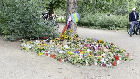 Berlin: Memorial in Tiergarten for the victims of the CSD terrorist attack, 4K Stockbeeldmateriaal 340884531