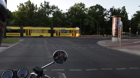 Berlin Motorcycle Tram Stock Footage 81544692