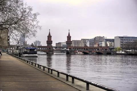 Berlin Oberbaum Bridge Far Stock Photos