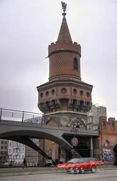 Berlin Oberbaum Bridge Tower Stock Photos