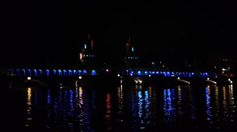 Berlin - Oberbaumbrucke with Train Stock Footage 959999