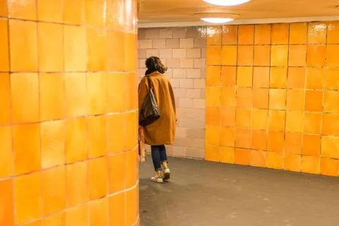 BERLIN - OCTOBER 20, 2016: Exit out of a metro station in Berlin, Germany. Stock Photos