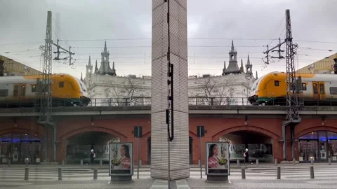 Berlin: ODEG private passenger train crosses a bridge in Charlottenburg, 4K Stock Footage 260323663