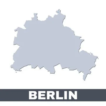 Berlin outline map. Vector map of Berlin city area borders with shadow Stock Illustration