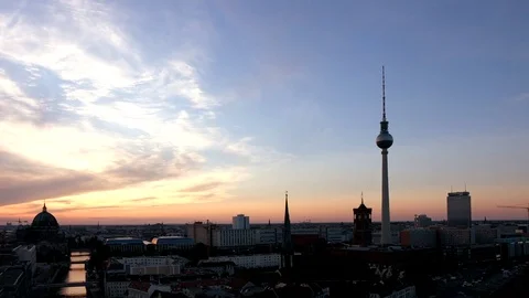 Berlin panorama at sunset Stock Footage 71209119