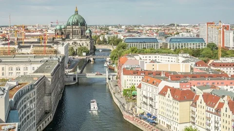 Berlin. Panoramic view. Berliner dom and river Spree. Stock Footage 71219304