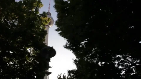 Berlin Passing TV Tower Stock Footage 81545089