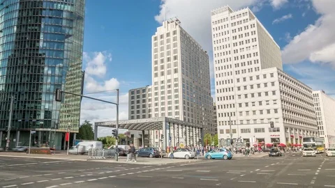 Berlin. Potsdamer platz, an important public square and traffic intersection Stock Footage 71238870