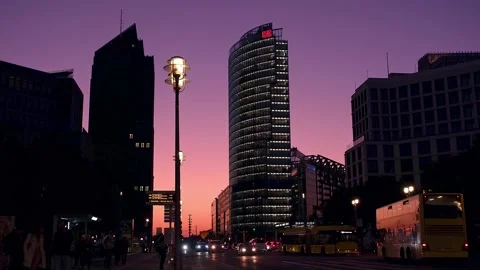Berlin, Potsdamer Platz at sunset 库存影片 165959134